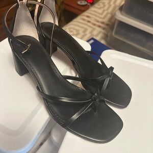 J. Crew Black Strappy Heels Leather